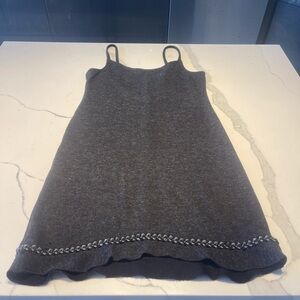 Gray Knit Dress with Chain Detail